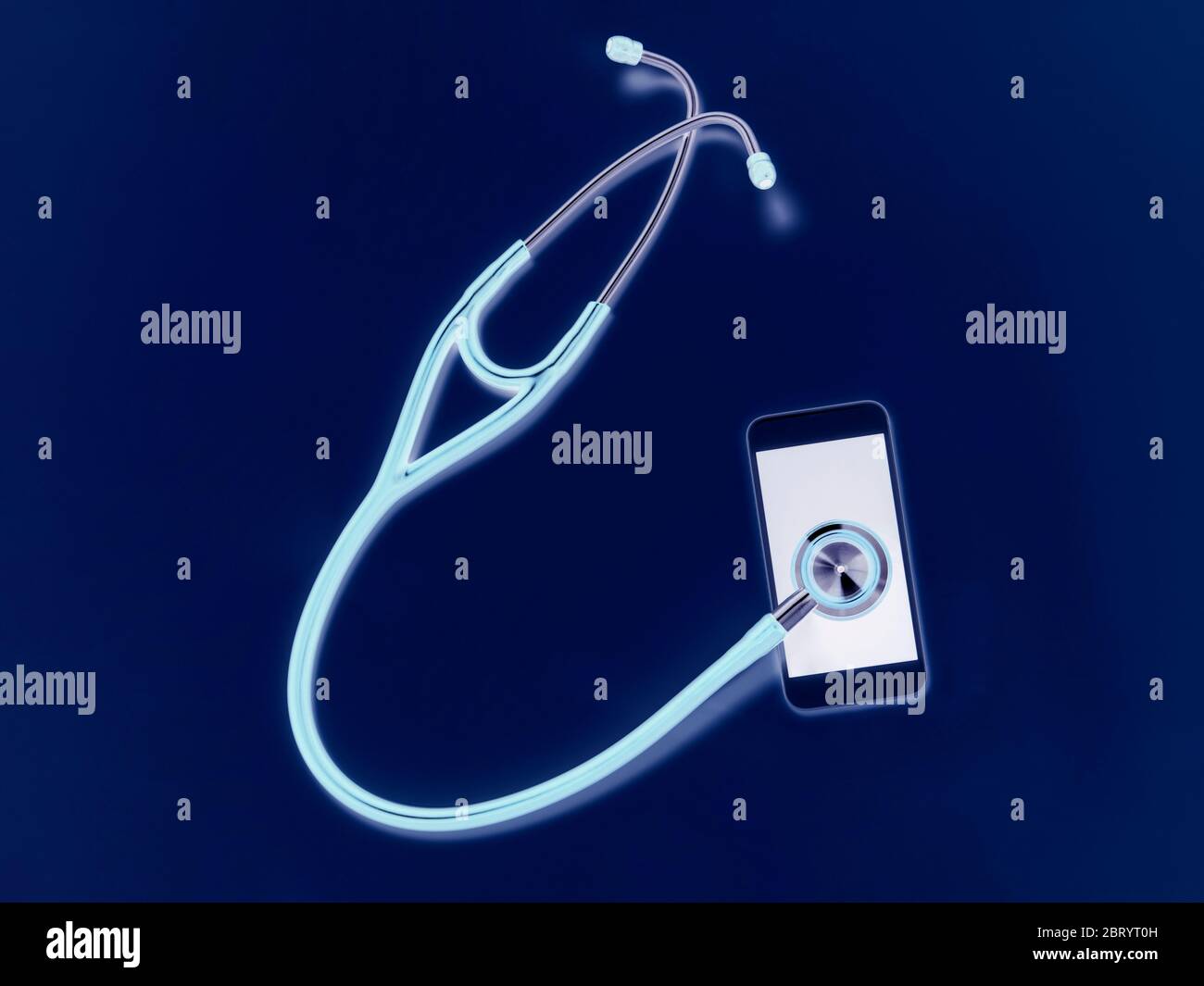 Telemedicine, stethoscope connecting to a smart phone online to connect to  a healthcare professional to diagnose a health condition Stock Photo - Alamy