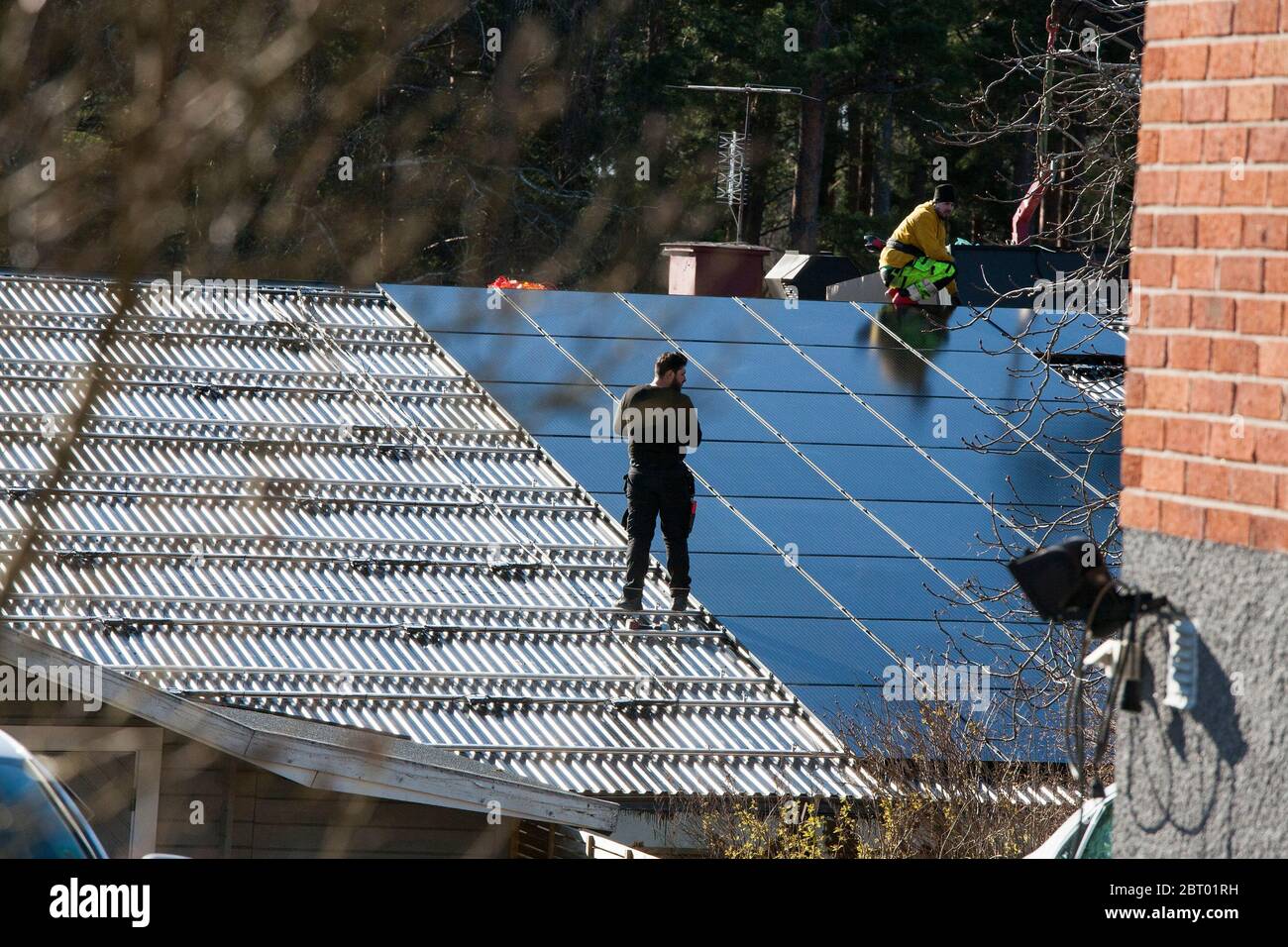 SOLAR PANELS leid on Inustrial roofs Stock Photo