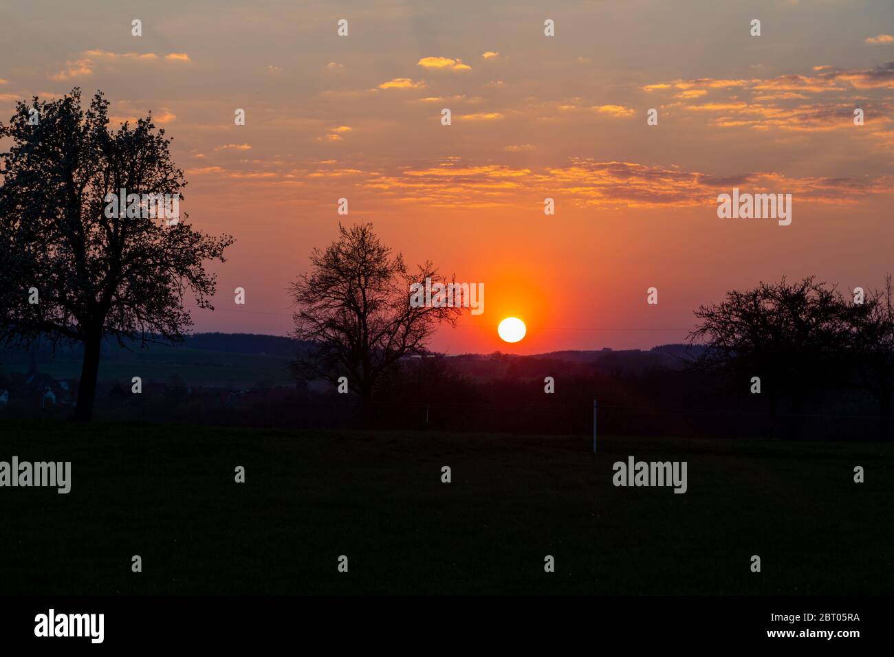 Sunset on Luh, Giessen, Großen-Linden, Hessen, Germany Stock Photo