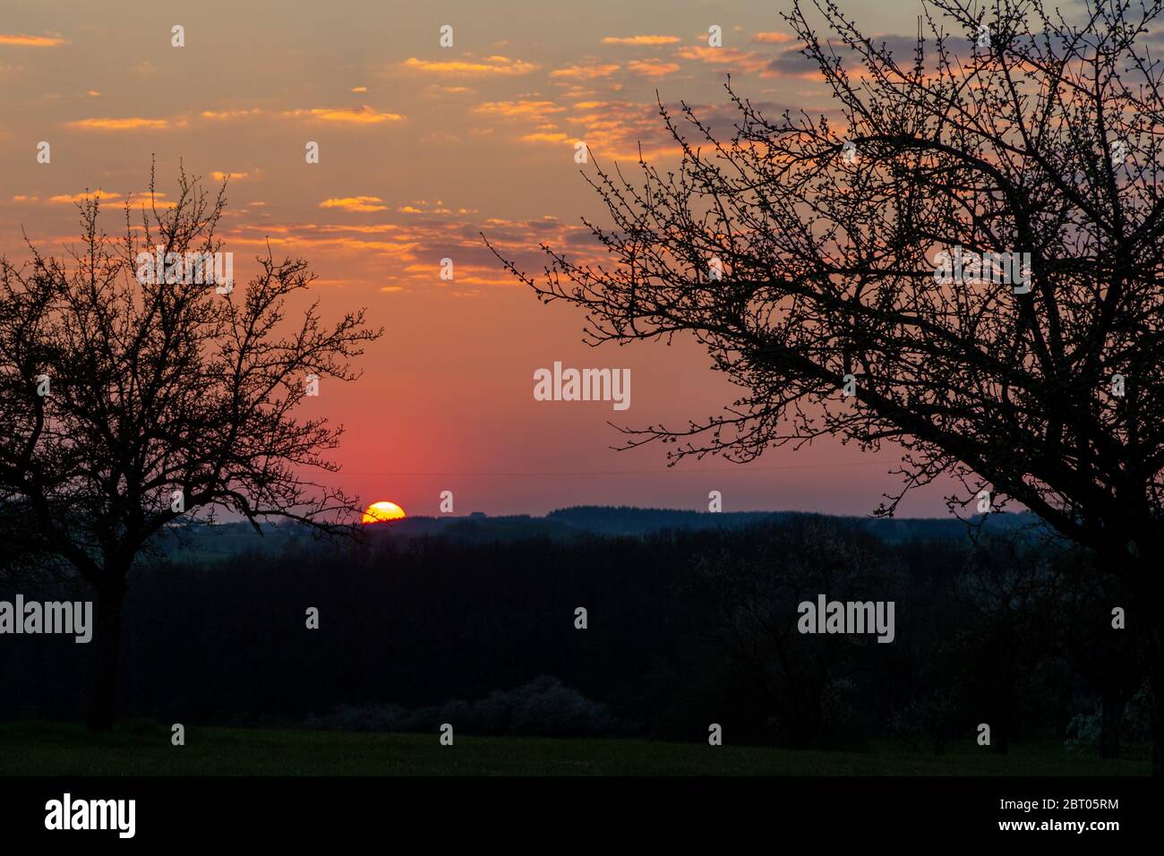Sunset on Luh, Giessen, Großen-Linden, Hessen, Germany Stock Photo
