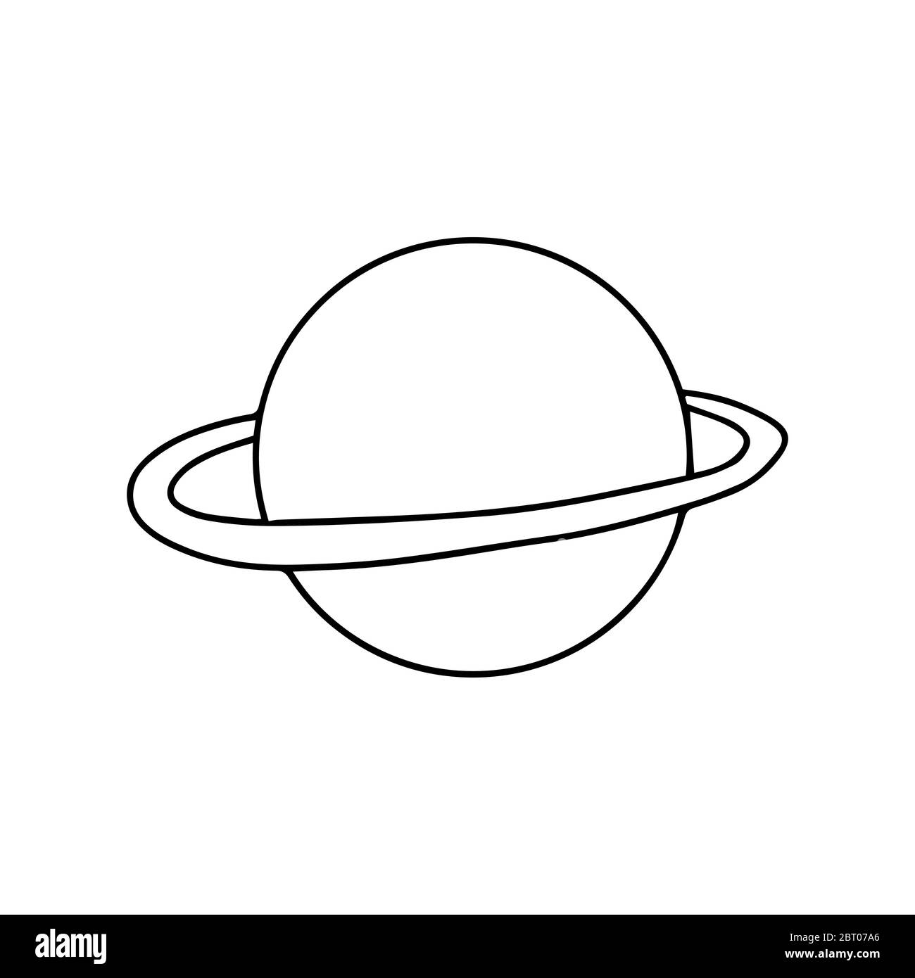 Cute hand drawn doodle saturn planet. Isolated on white background. Vector stock illustration. Stock Vector