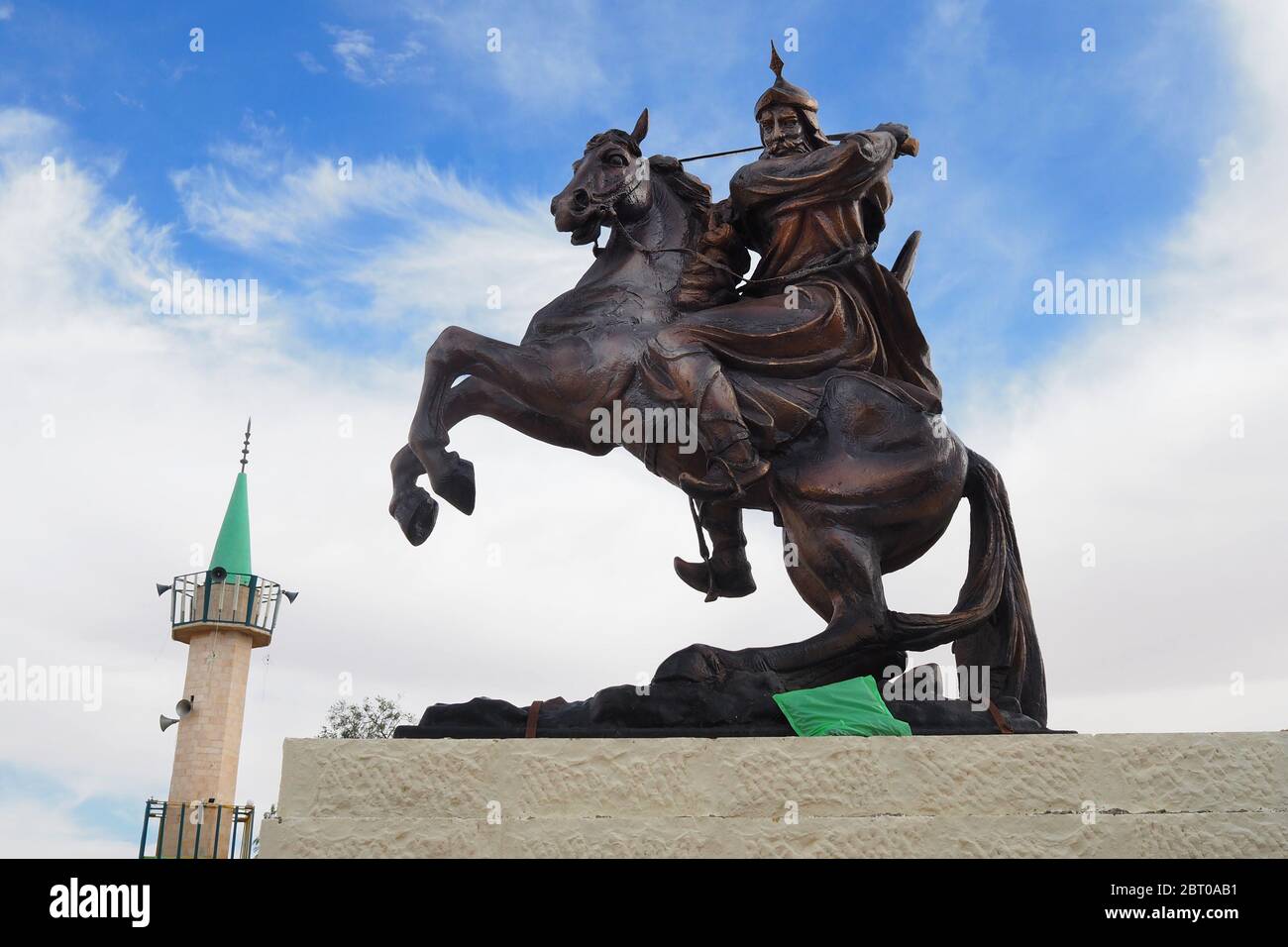 Statue of the famous warrior Saladin (Salah ad-Din) in front of the fortress of Kerak ( Al Karak), Jordan Stock Photo