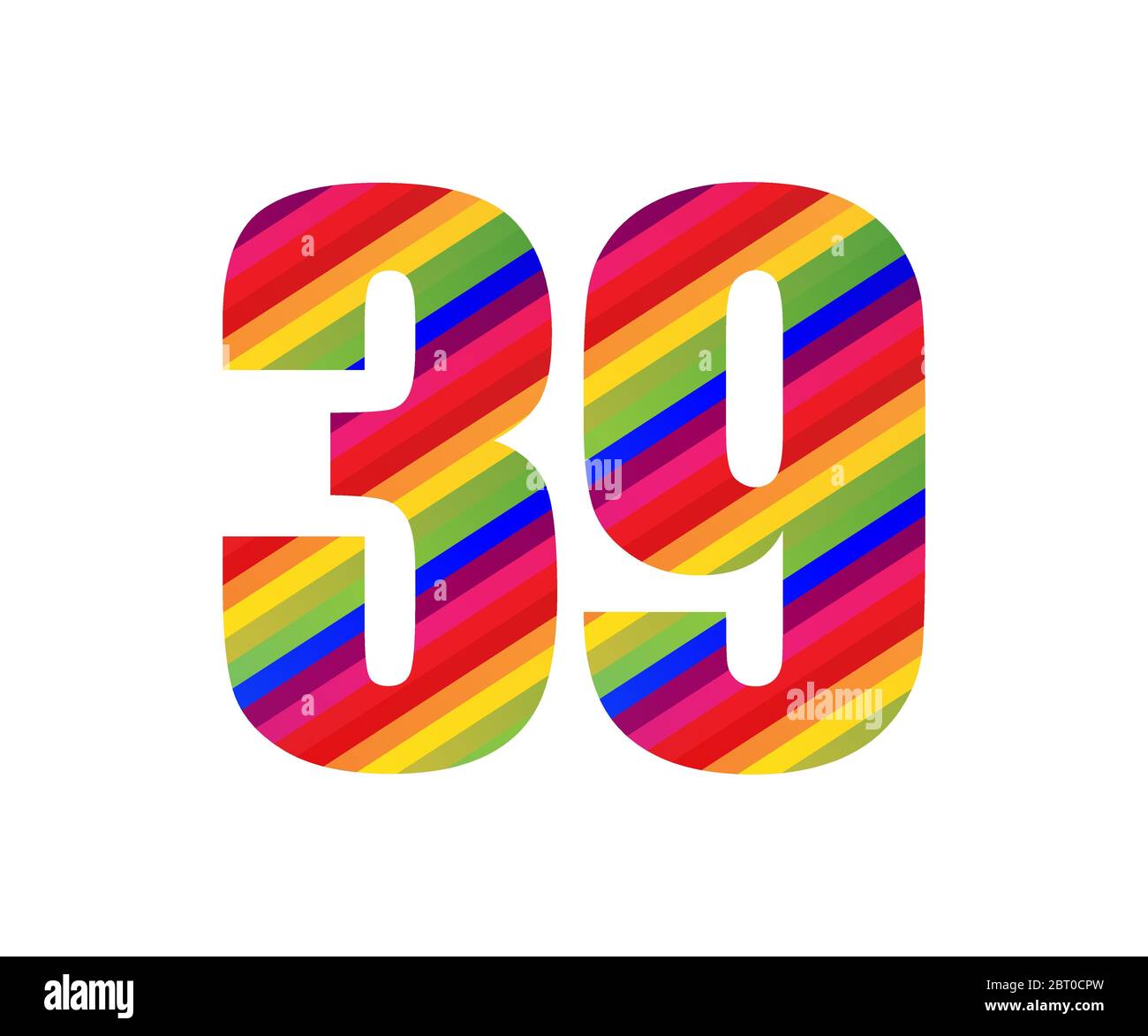 39 Number Rainbow Style Numeral Digit. Colorful Thirty Nine Number Vector Illustration Design Isolated on White Background. Stock Vector