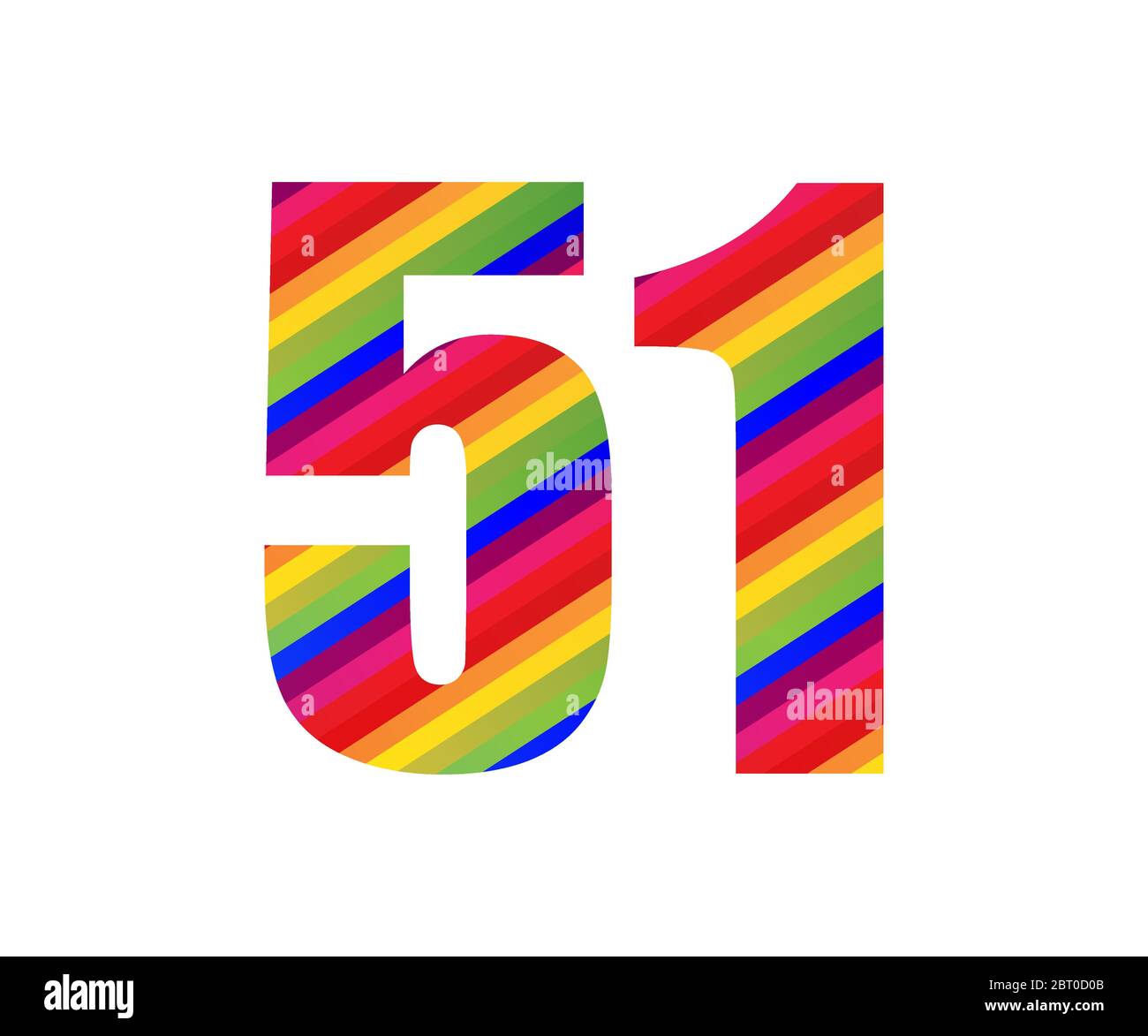 51 Number Rainbow Style Numeral Digit Colorful Fifty One Number Vector 51 Number Rainbow Style Numeral Digit Colorful Fifty One Number Vector