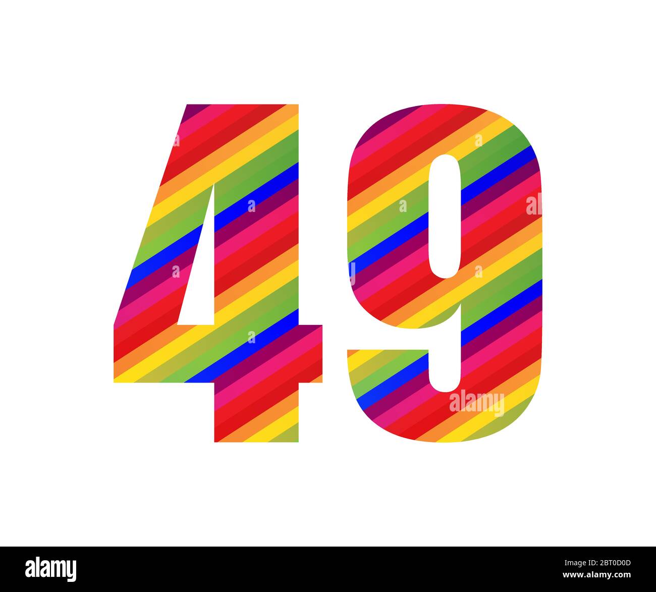 49 Number Rainbow Style Numeral Digit. Colorful Forty Nine Number Vector Illustration Design Isolated on White Background. Stock Vector