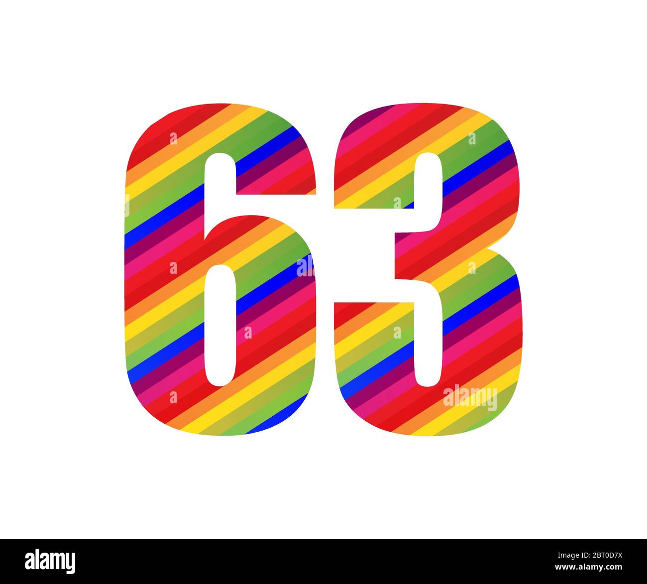 63 Number Rainbow Style Numeral Digit. Colorful Sixty Three Number ...