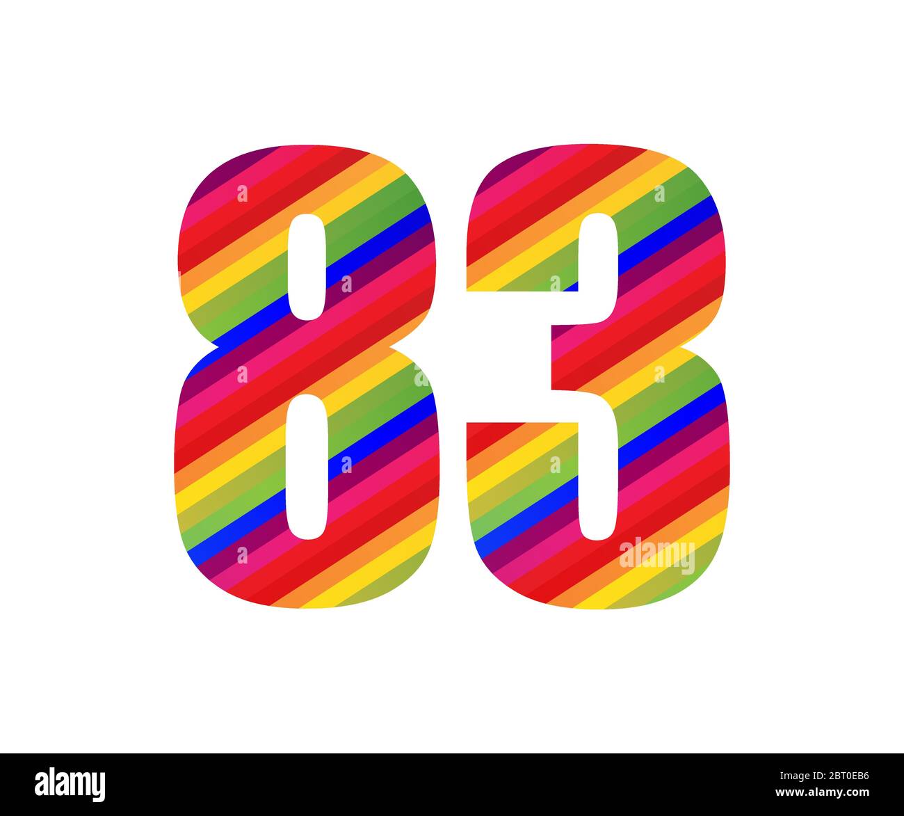 83 Number Rainbow Style Numeral Digit. Colorful Eighty Three Number ...