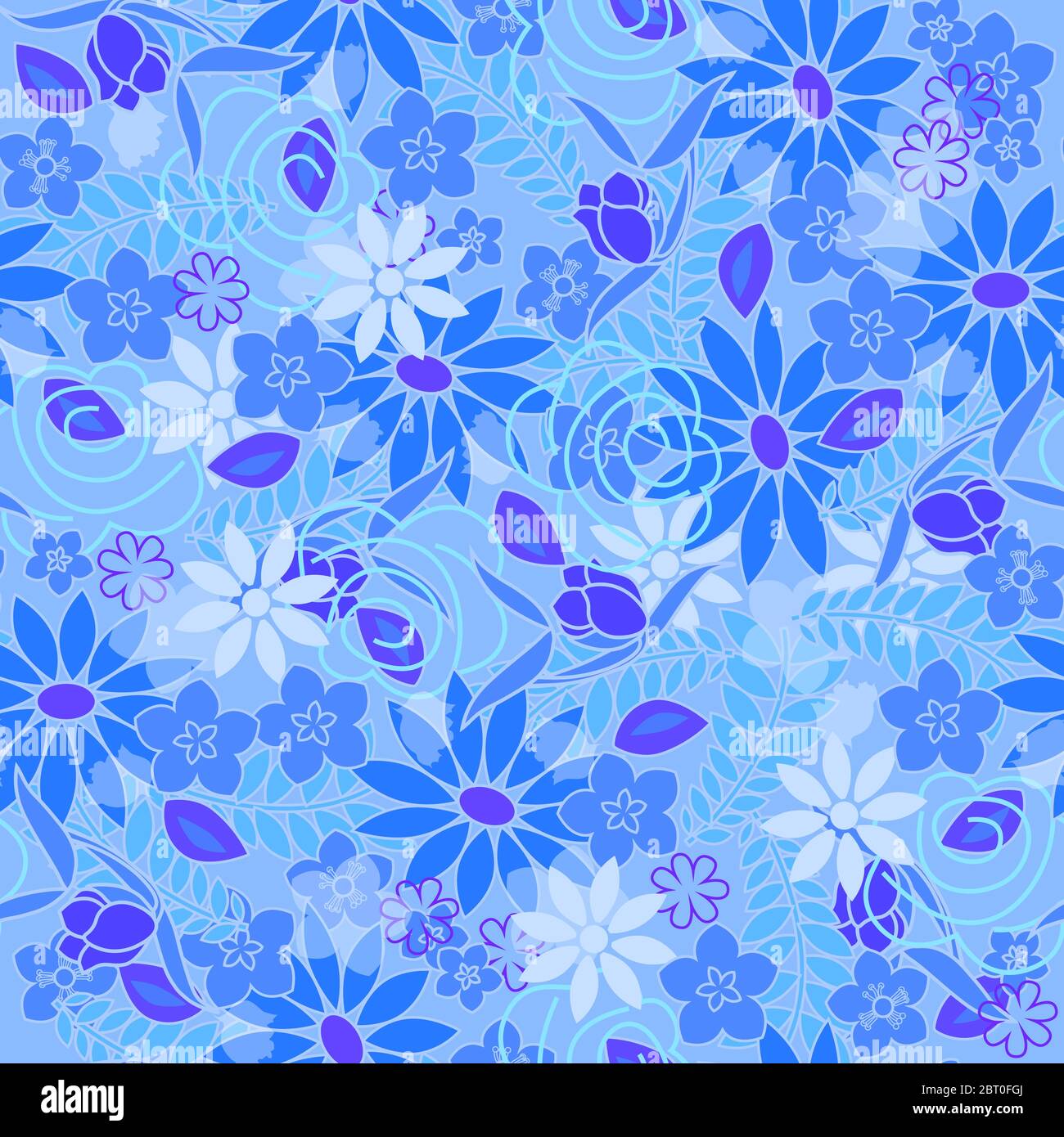 Seamless beautiful flower pattern. Vector illustration on fabric