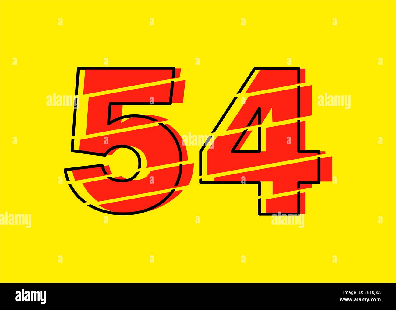 Glitch Modern Red 54 Number Design Vector Illustration. Numeral Vector ...