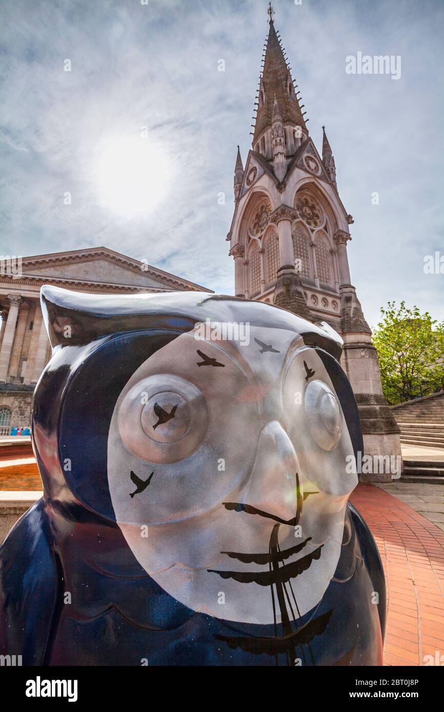 The 'Ship' Owl sculpture outside the Town Hall in Chamberlain Square, part of the Big Hoot Birmingham 2015 Stock Photo