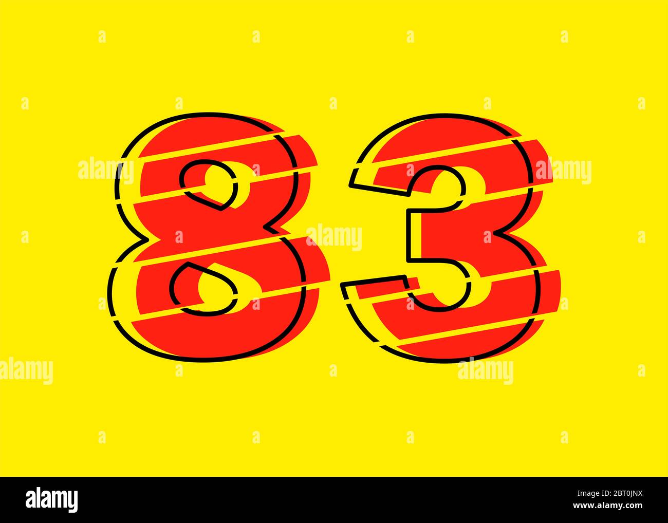 Glitch Modern Red 83 Number Design Vector Illustration. Numeral Vector ...