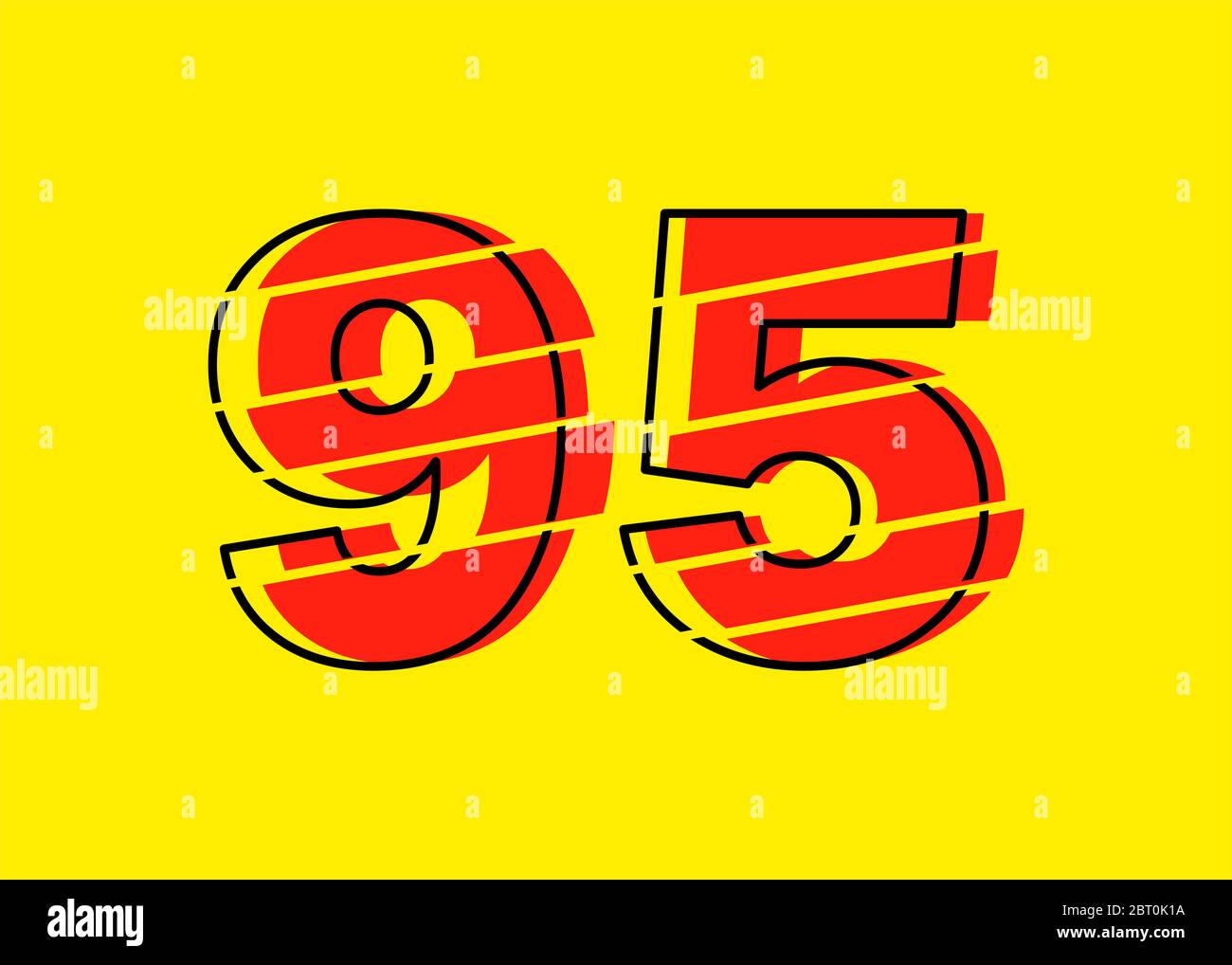 Glitch Modern Red 95 Number Design Vector Illustration. Numeral Vector ...