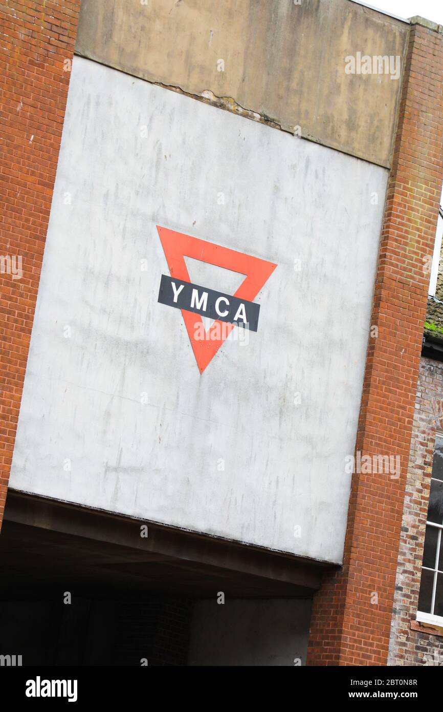 A sign for the YMCA or Young Men's Christian Association Stock Photo