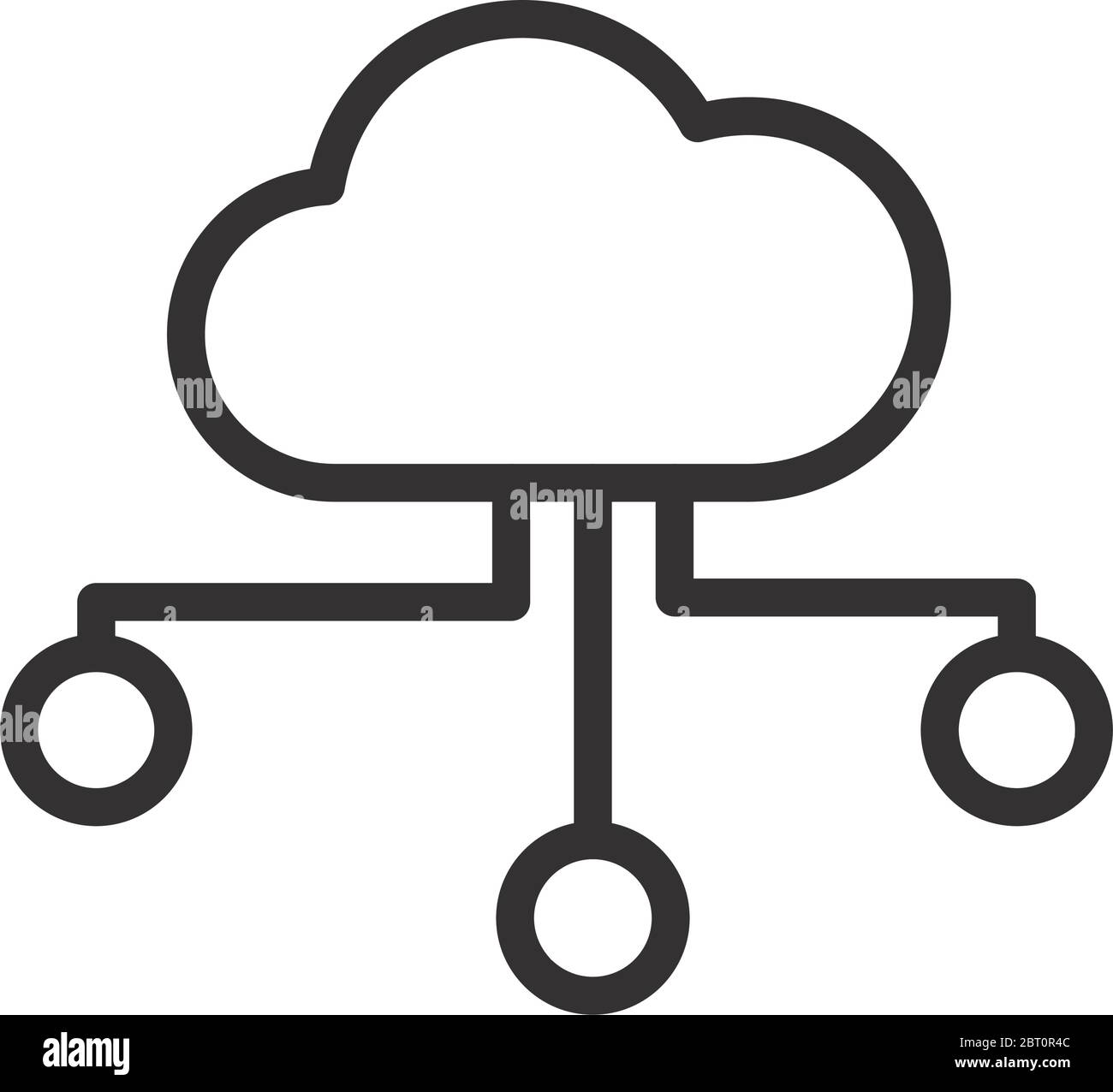 Cloud database hosting icon over white background line concept vector