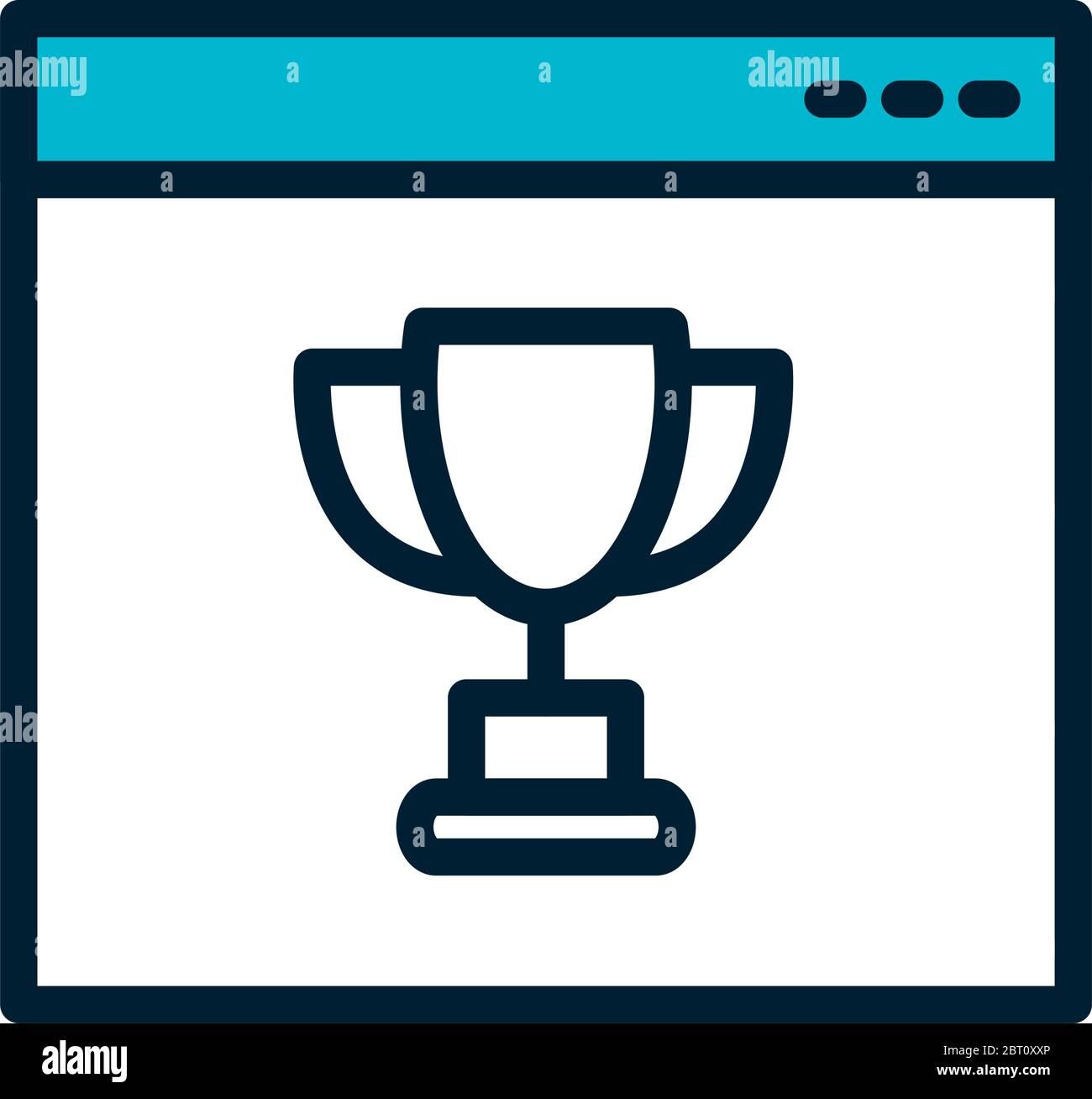 web page with trophy icon over white background, half color half line ...