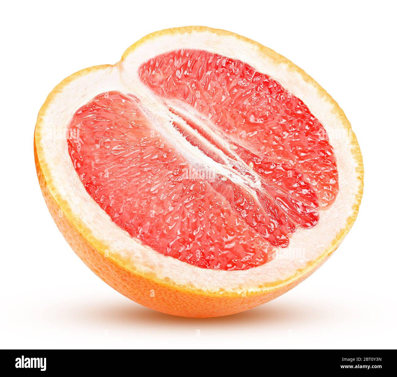 sliced citrus fruit grapefruit isolated on white background with clipping path Stock Photo