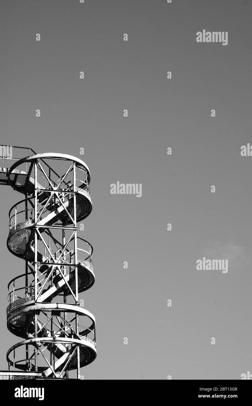 Spiral staircase outside the building. Stock Photo