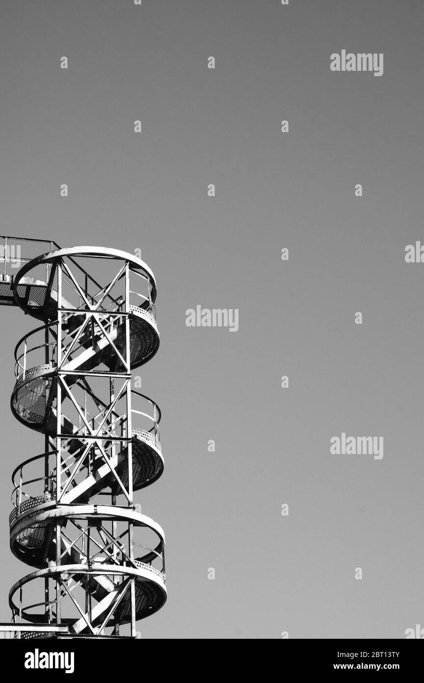 Spiral staircase outside the building. Stock Photo