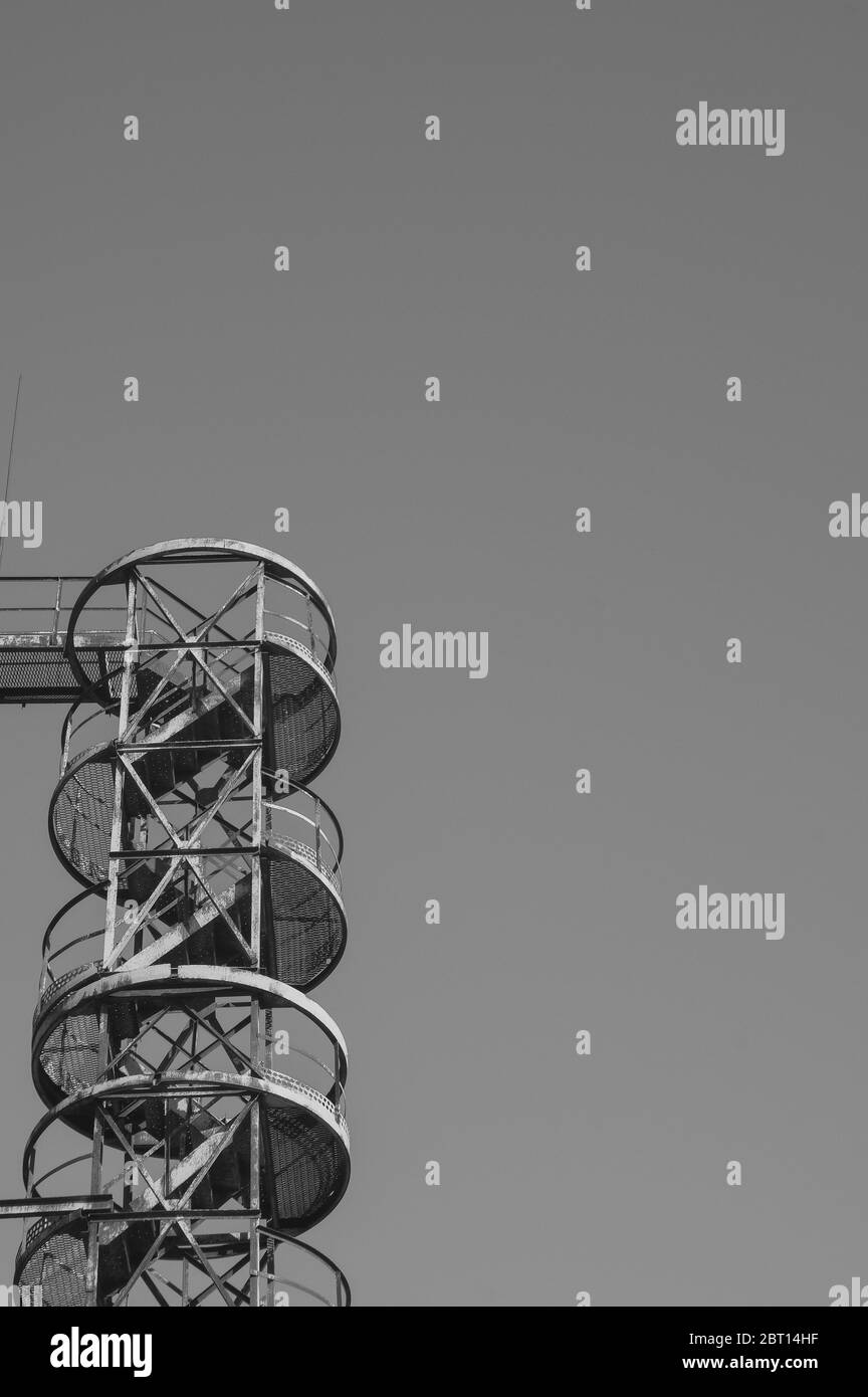 Spiral staircase outside the building. Stock Photo