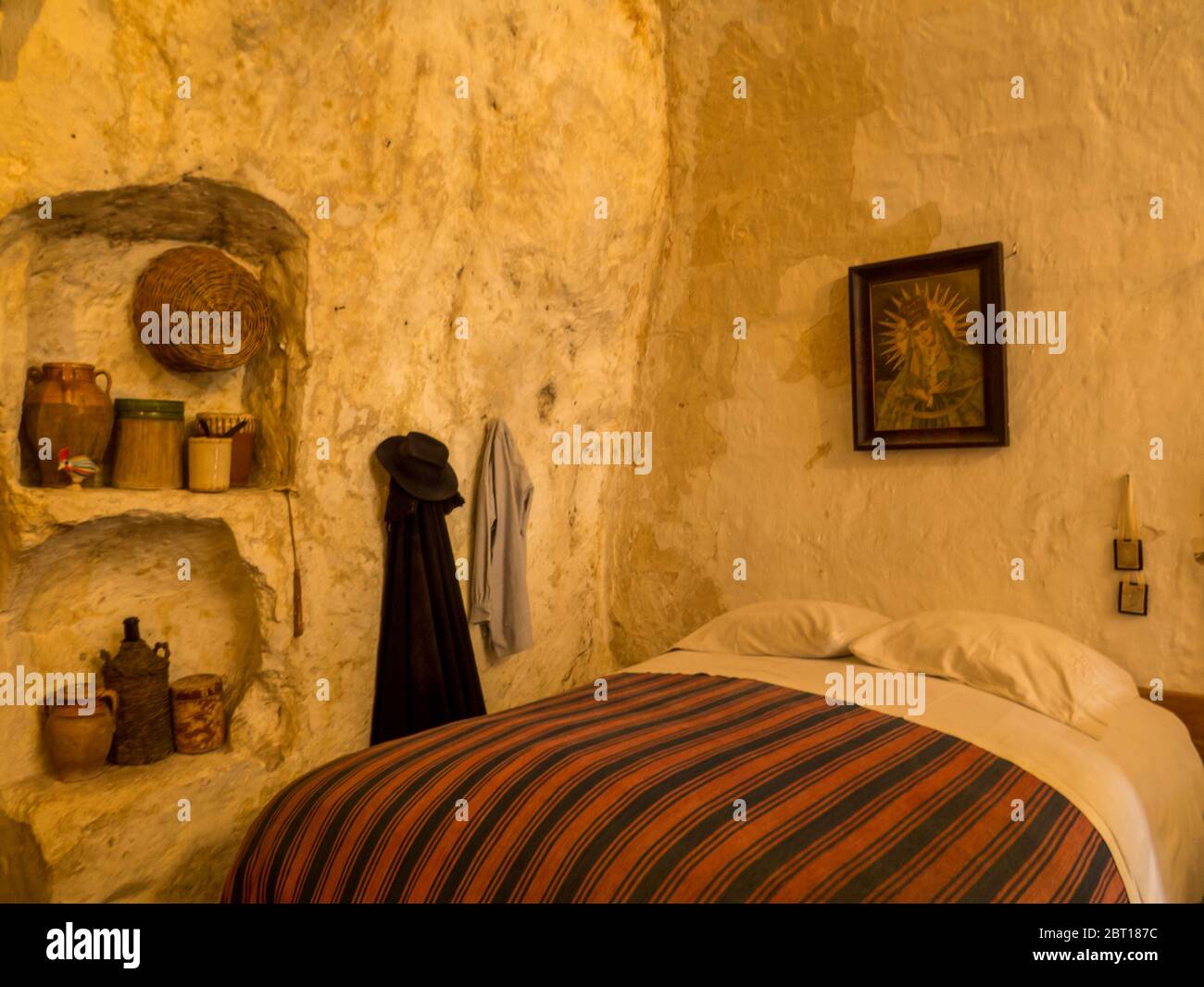 View of the interior of the Historical Home Cave (Italian: Storica Casa Grotta). In Matera, Italy Stock Photo