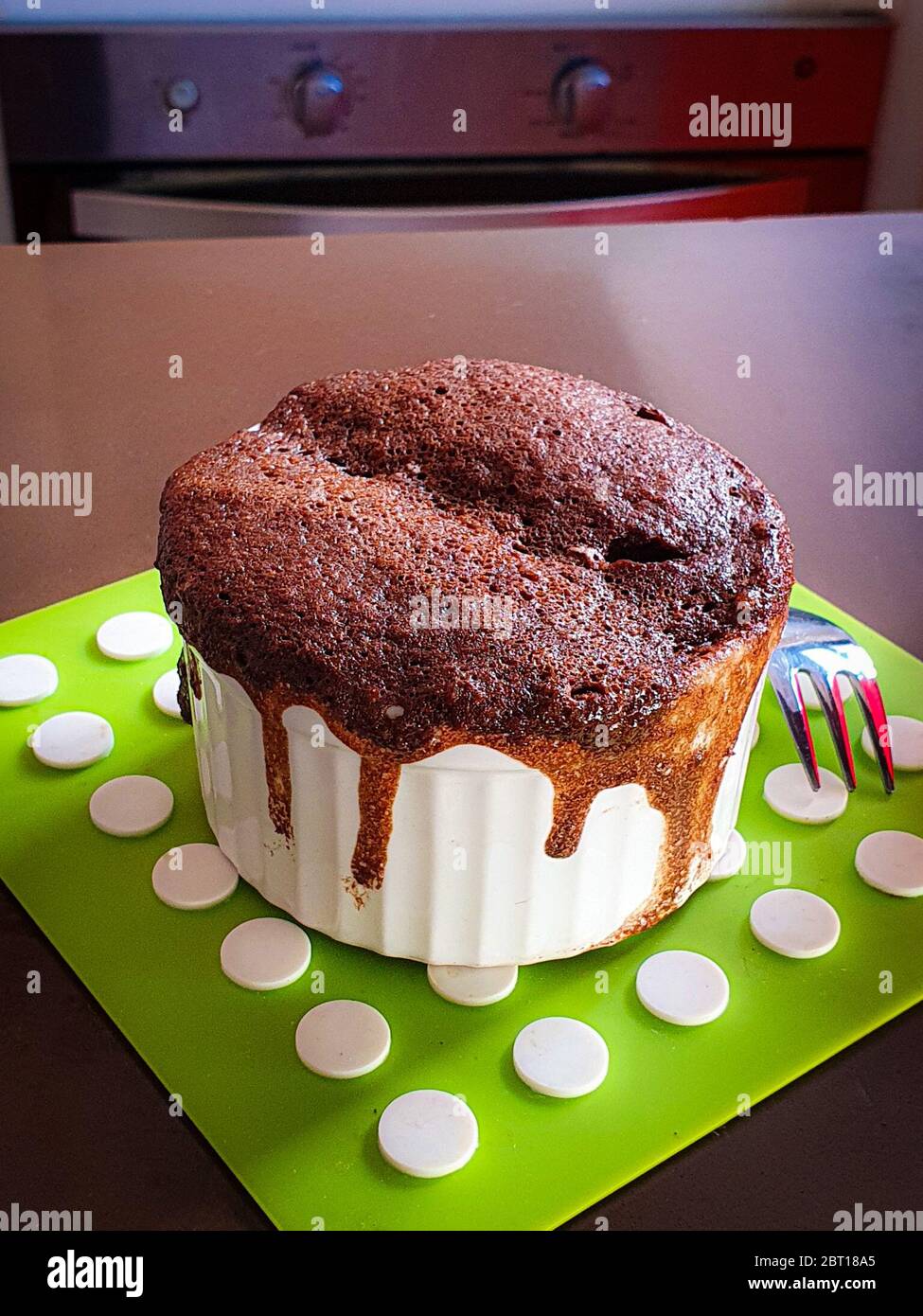 Close-up of a chocolate cake in a ramekin Stock Photo