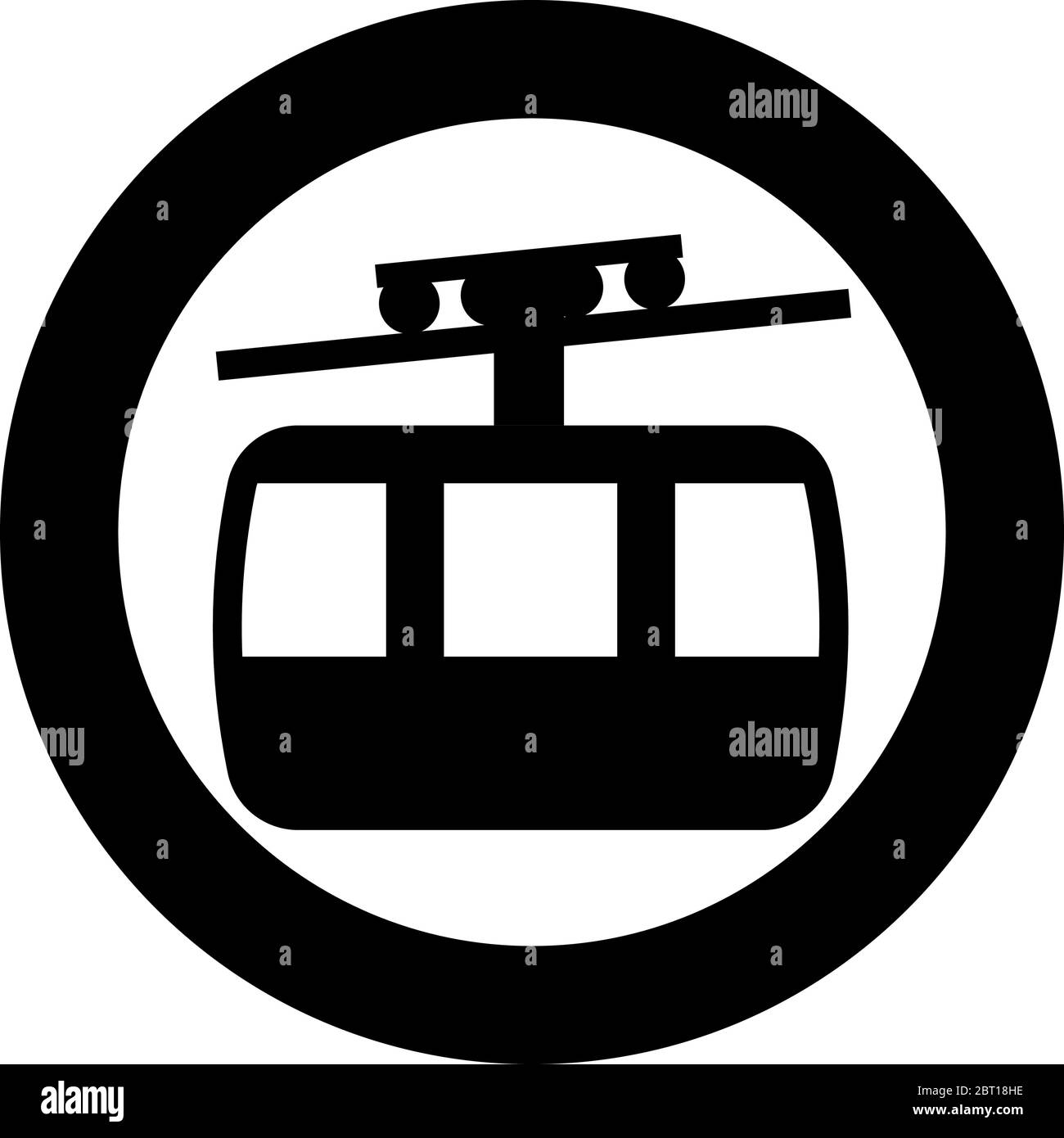 Funicular air way cable car Ski lift Mountain resort Aerial transportation tourism Ropeway Travel cabin icon in circle round black color vector Stock Vector