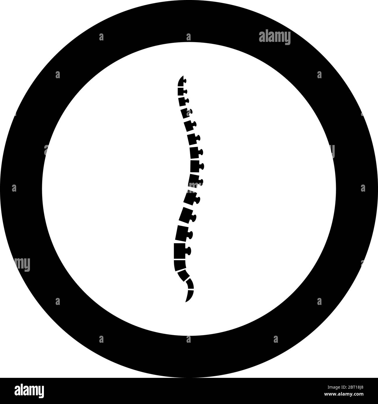 Spine human Spinal Lateral view Vertebras Dorsal vertebrae icon in circle round black color vector illustration flat style simple image Stock Vector