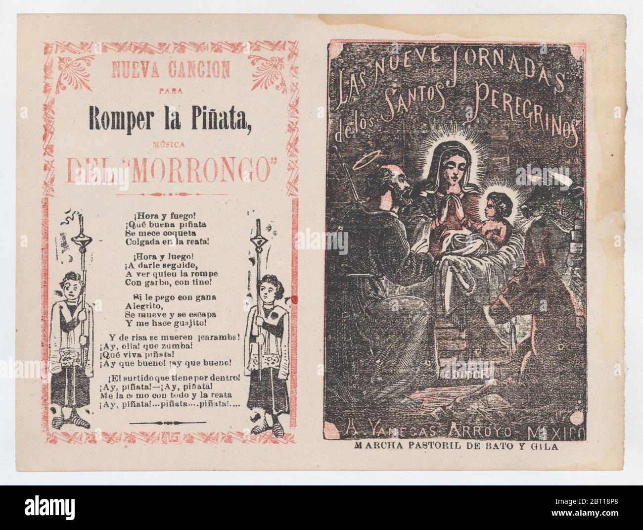 Cover for 'Las Nueve Jornadas de los Santos Peregrinos', Holy Family in the manger, ca. 1890-1910. Stock Photo