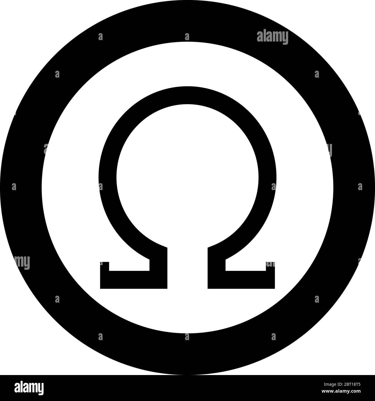 Omega greek symbol capital letter uppercase font icon in circle round black color vector illustration flat style simple image Stock Vector