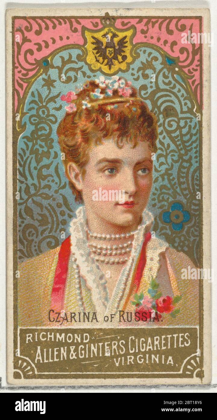 Czarina of Russia, from World's Sovereigns series (N34) for Allen &amp; Ginter Cigarettes, 1889. Stock Photo