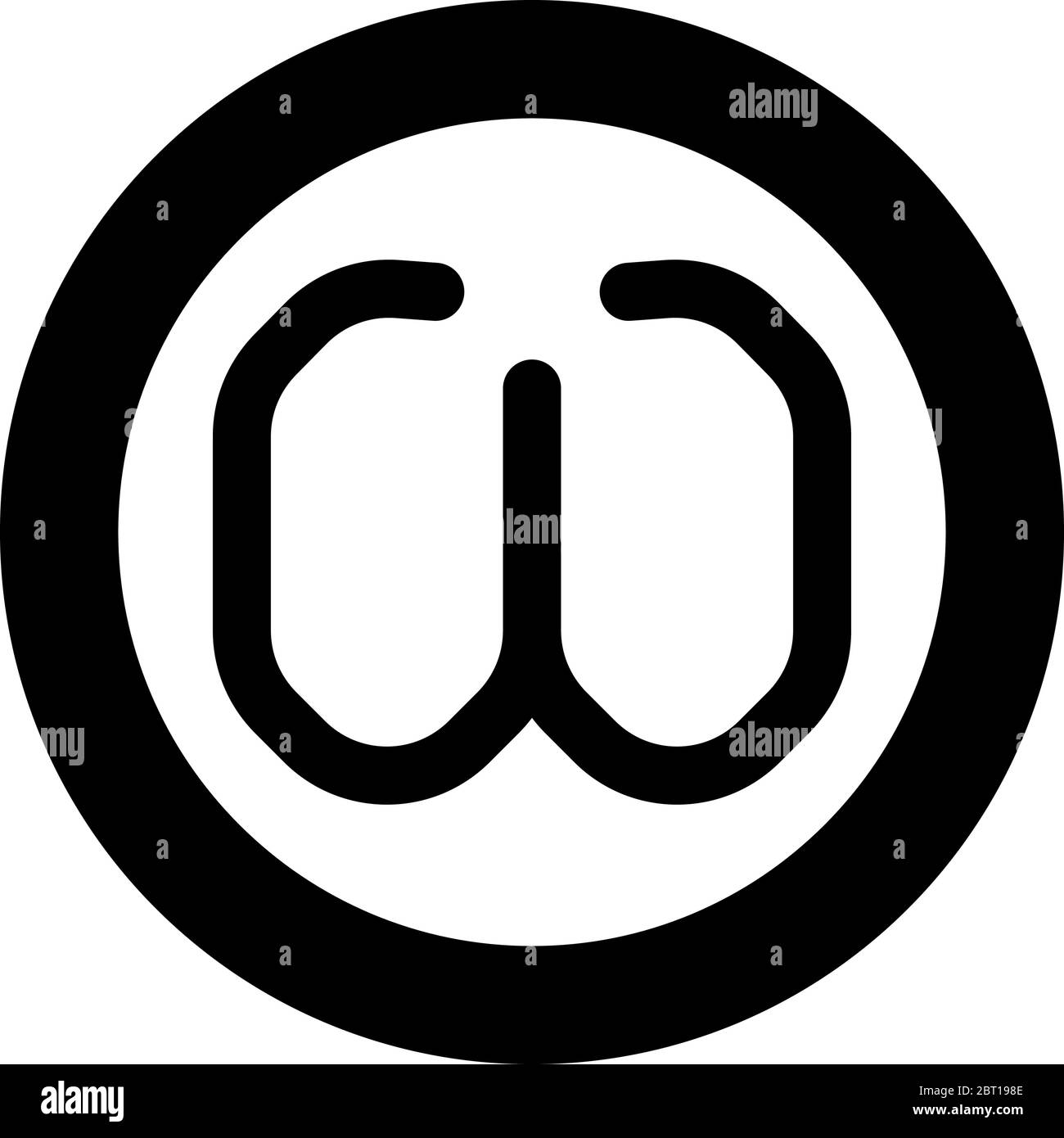 Omega greek symbol small letter lowercase font icon in circle round black color vector illustration flat style simple image Stock Vector