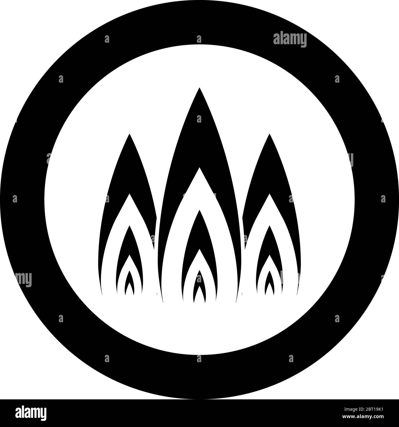 Three flame fire Burn bonfire 3 tongues icon in circle round black color vector illustration flat style simple image Stock Vector