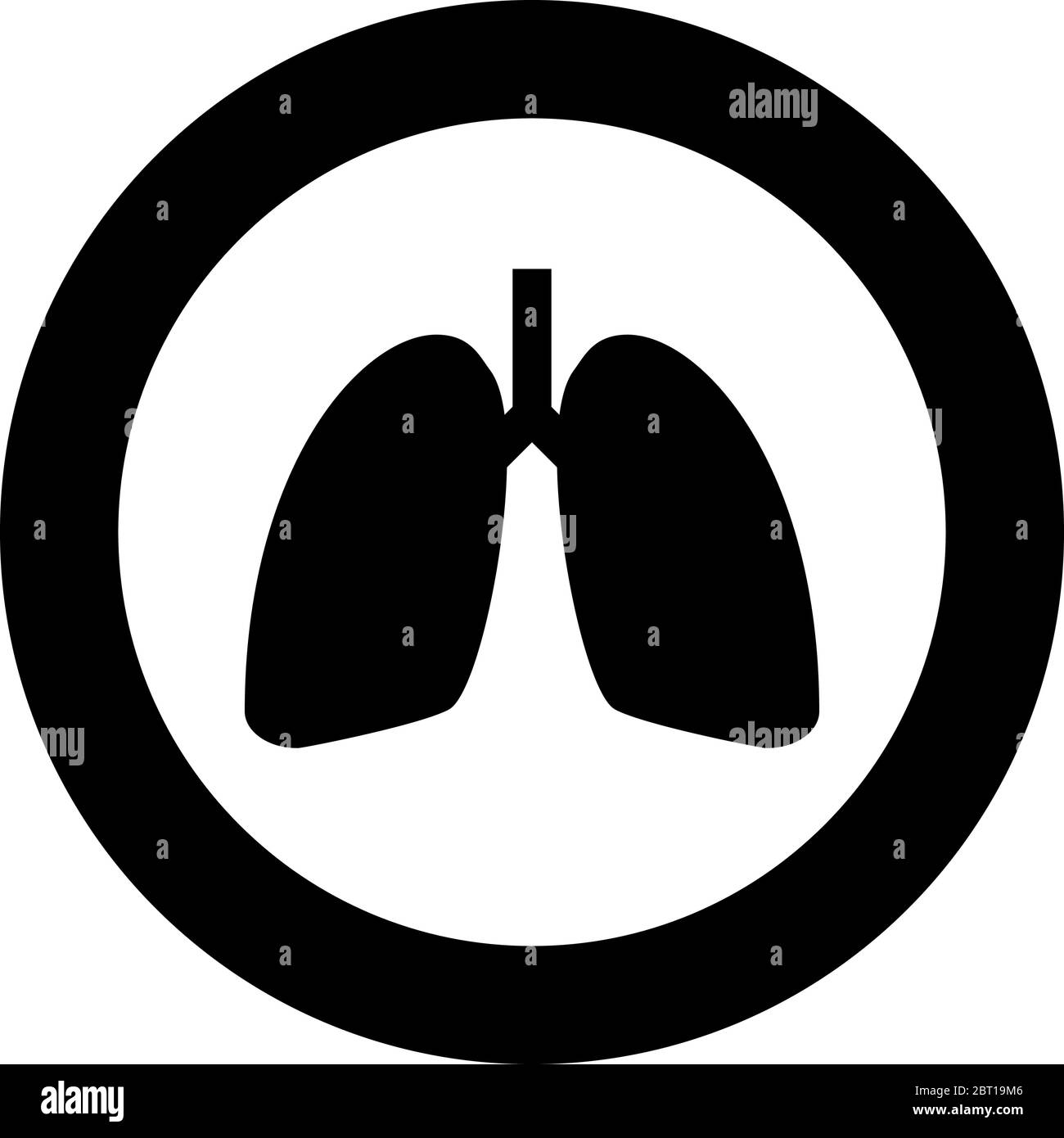 Lungs human icon in circle round black color vector illustration flat style simple image Stock Vector