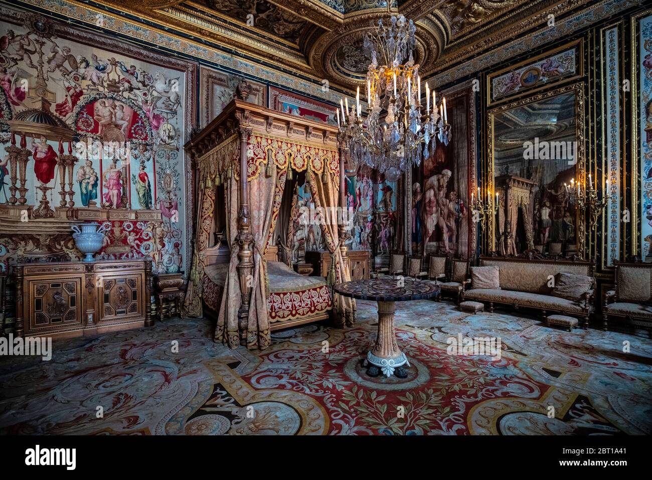 Bedroom chambers, Fontainebleau Palace, Fontainebleau, France Stock Photo
