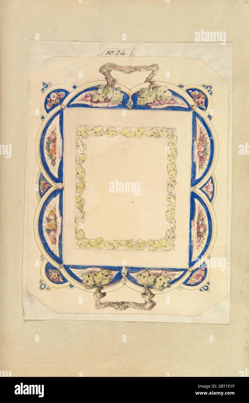 Design for a Two-Handled Platter, 1845-55. Stock Photo