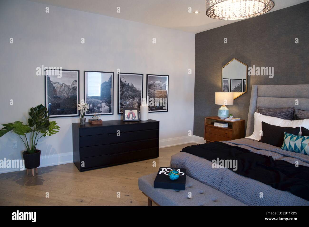 Kleinburg, Ontario / Canada - 08/31/2019: Bedroom Interior Home Architecture, photos of the bedroom, interior. Stock Photo