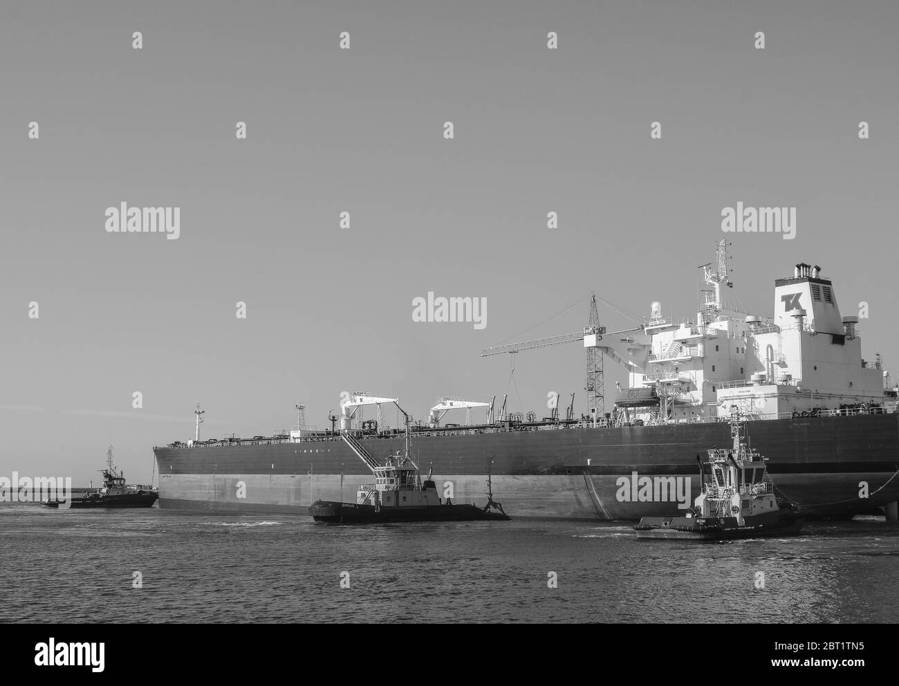 Oil Tanker in the harbor. Stock Photo