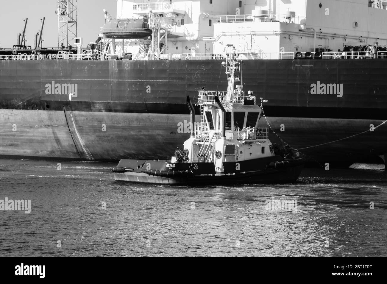 Oil Tanker in the harbor. Stock Photo