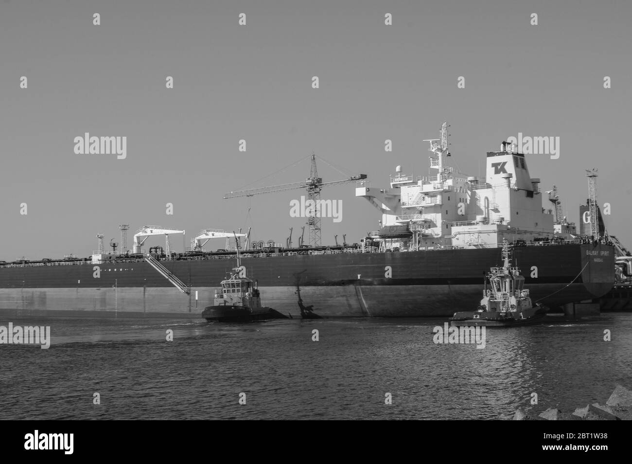 Oil Tanker in the harbor. Stock Photo