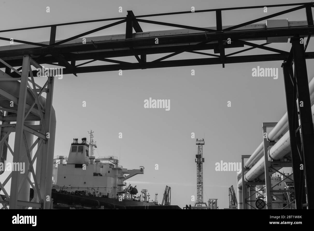 Oil Tanker in the harbor. Stock Photo