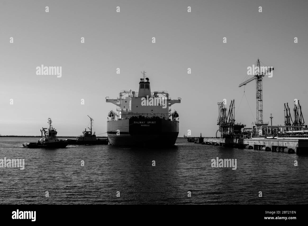 Oil Tanker in the harbor. Stock Photo