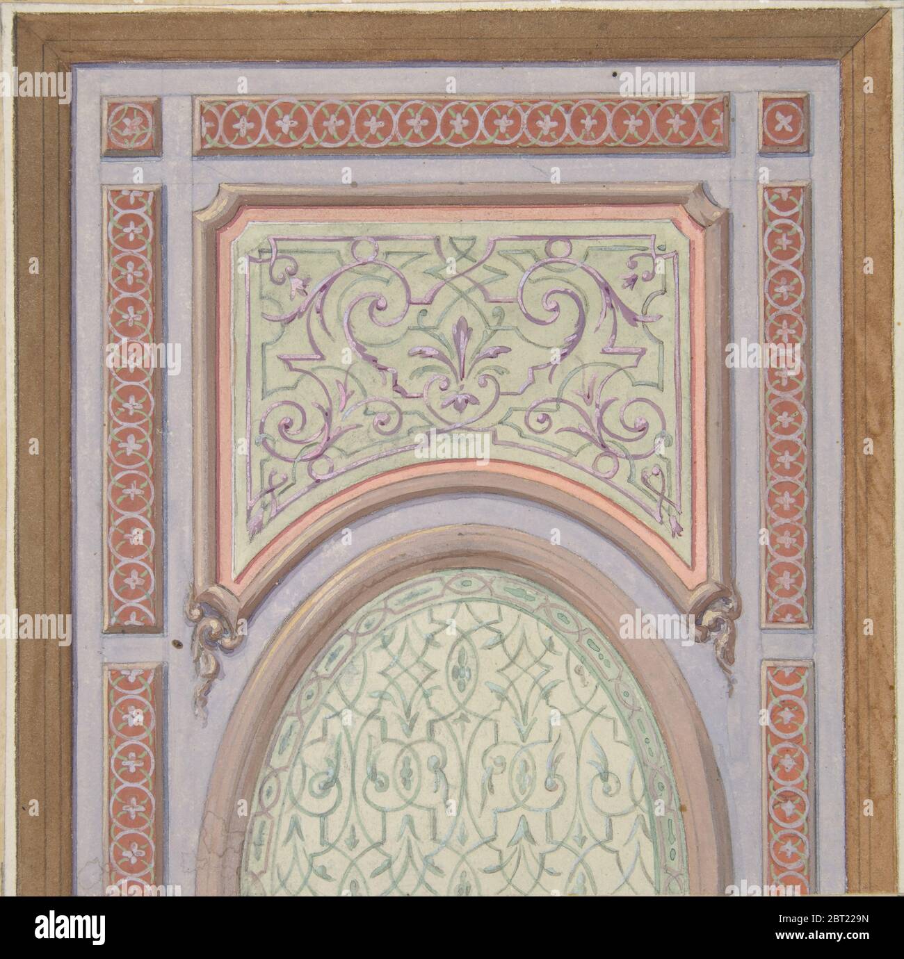 Partial design for the decoration of a ceiling with an oval panel at