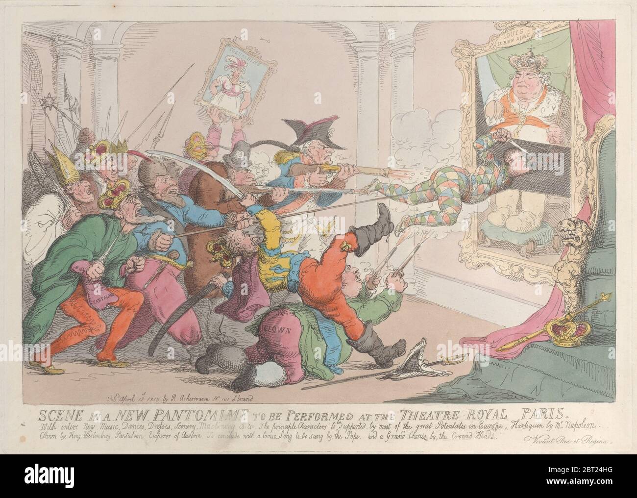 Scene in a New Pantomime to be Performed at the Theatre Royal Paris, April 12, 1815. Stock Photo