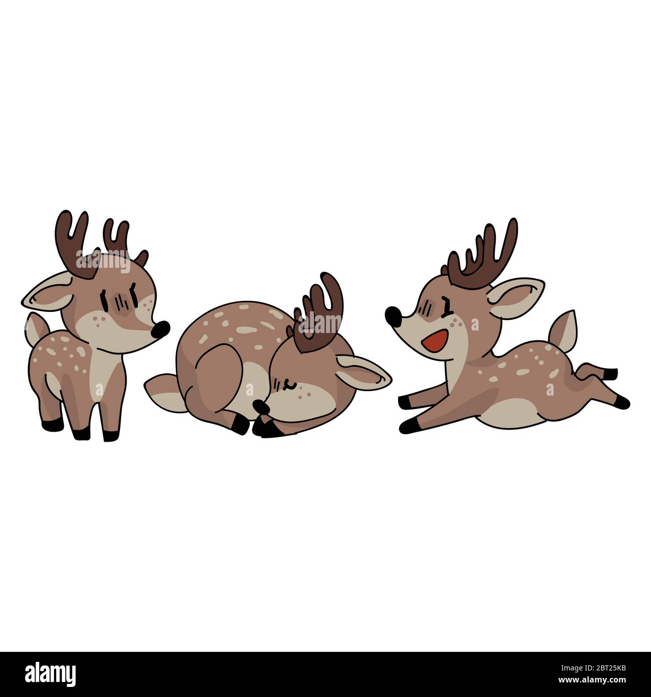 Cute woodland buck set animal vector illustration. Buck deer with
