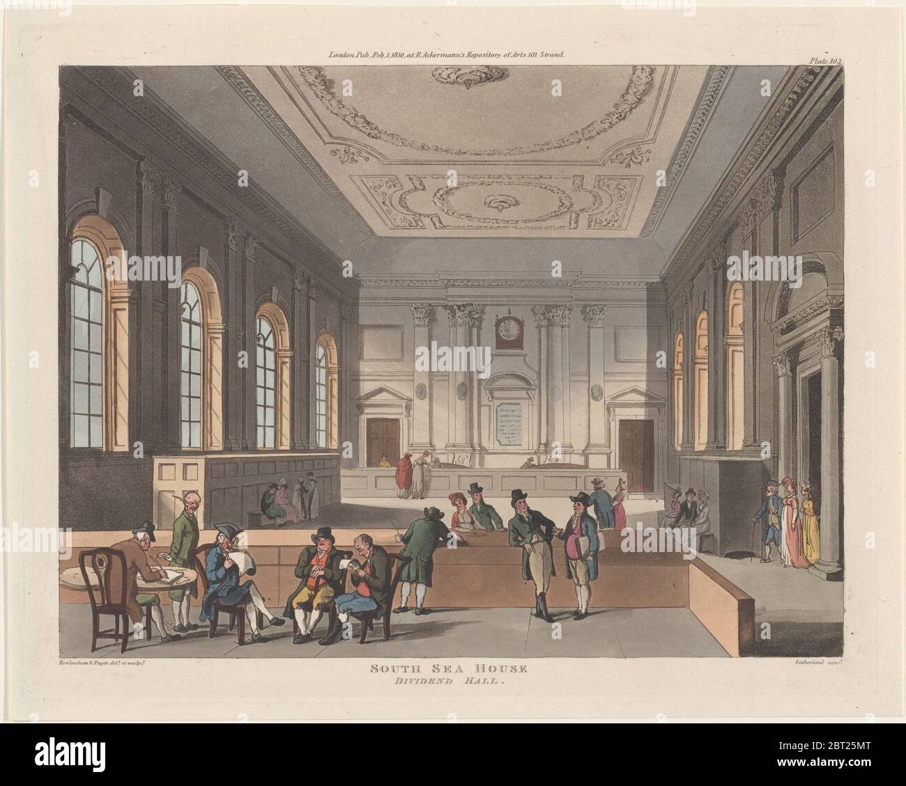 South Sea House, Dividend Hall, February 1, 1810. Stock Photo