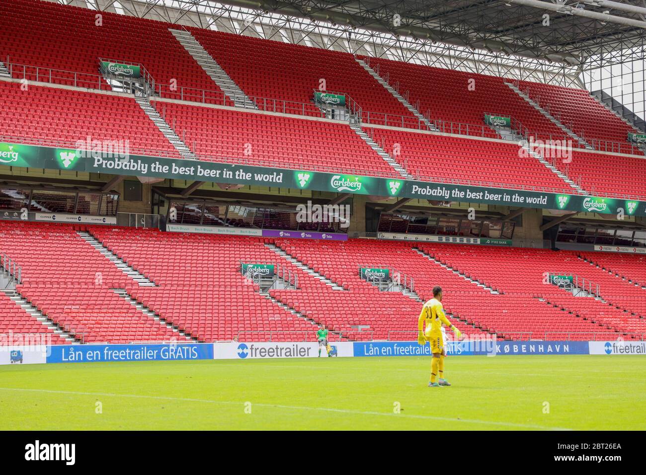Copenhagen, Denmark. 22nd May, 2020. From next week the Danish Superliga will restart but without fans on the stadiums due to the outbreak of the Corona virus. Here FC Copenhagen and OB meet in a training match at Telia Parken. (Photo Credit: Gonzales Photo/Alamy Live News Stock Photo