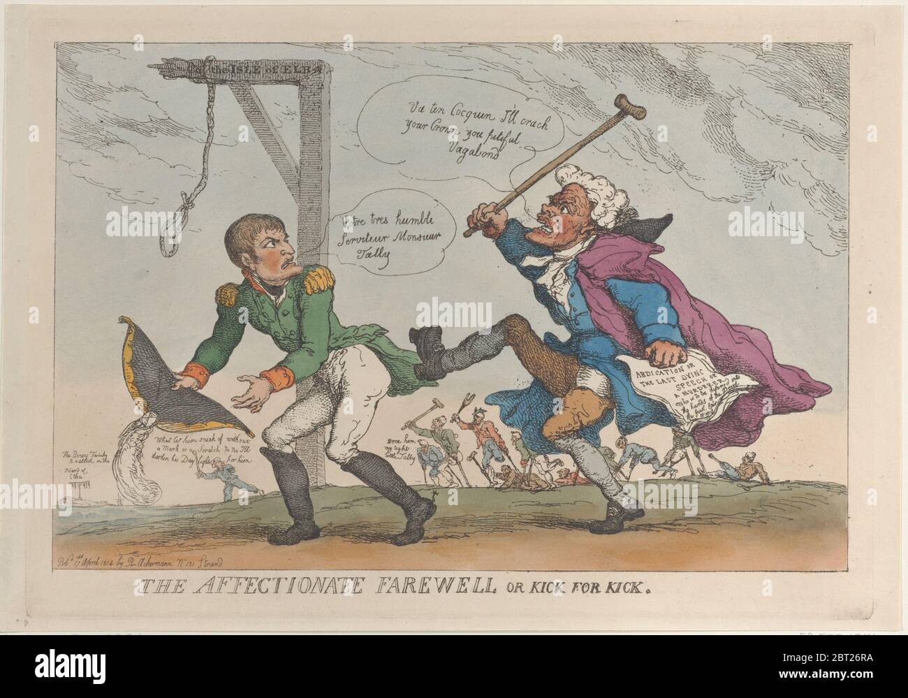The Affectionate Farewell, or Kick for Kick, April 17, 1814. Stock Photo