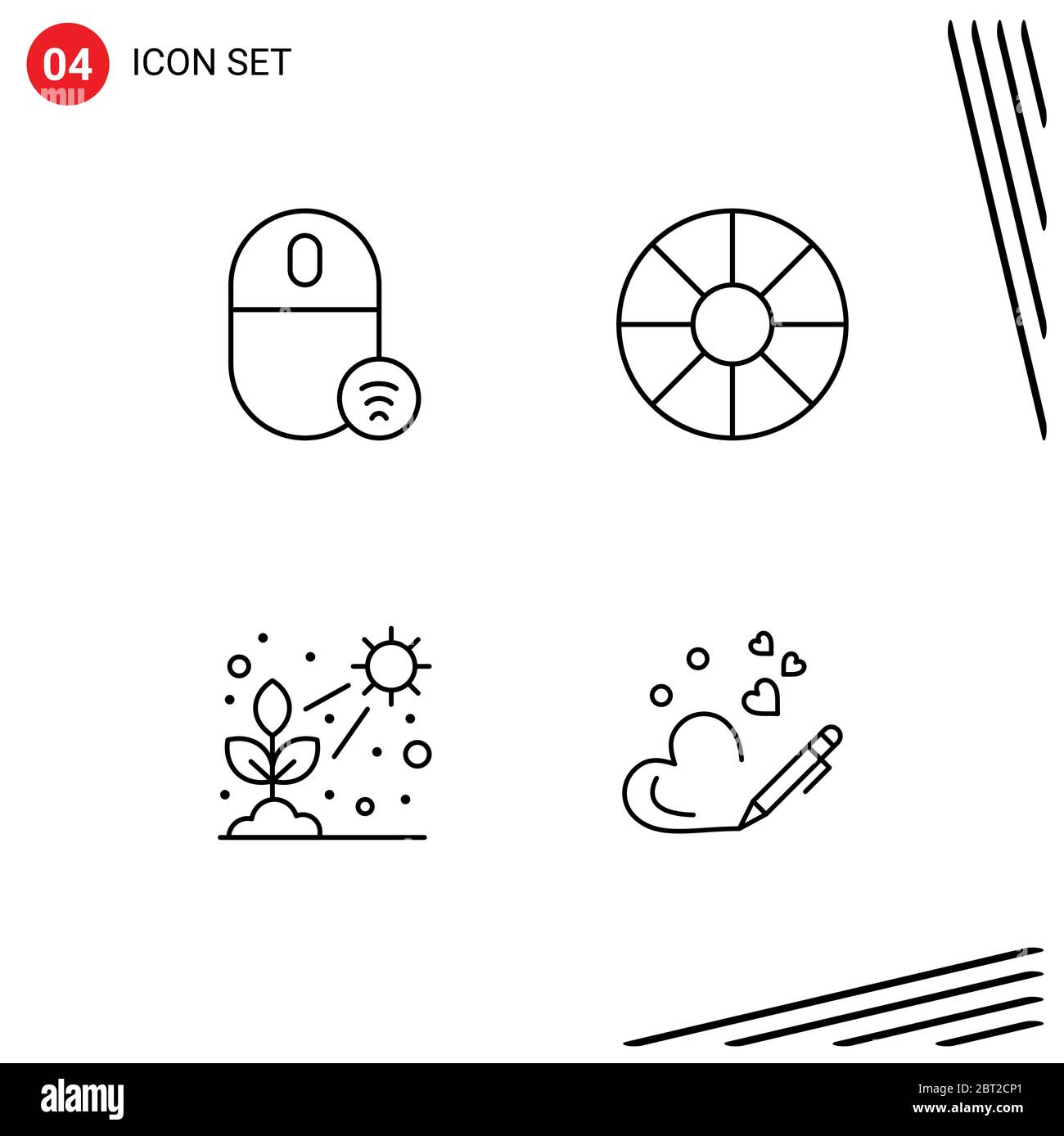 Line Pack of 4 Universal Symbols of computers, direct, hardware, travel, plant Editable Vector Design Elements Stock Vector