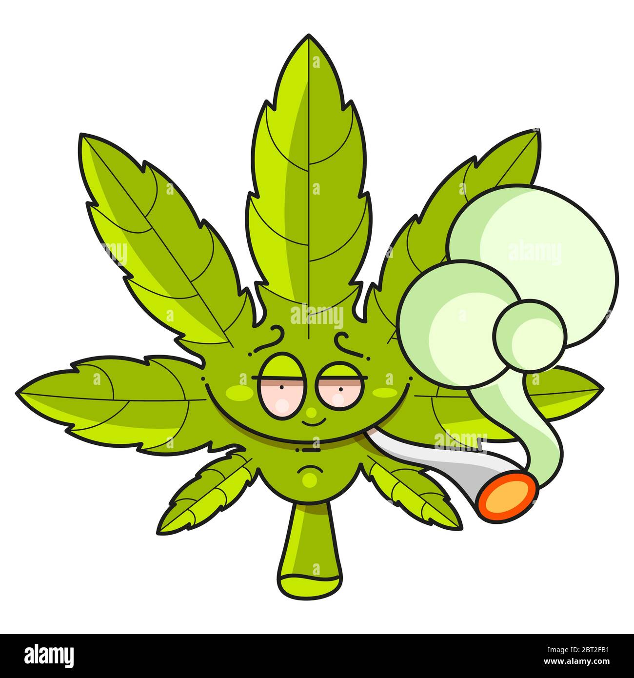 Green Cannabis Leaf , Marijuana Leaf Vector Icon On White Background. Stock Vector