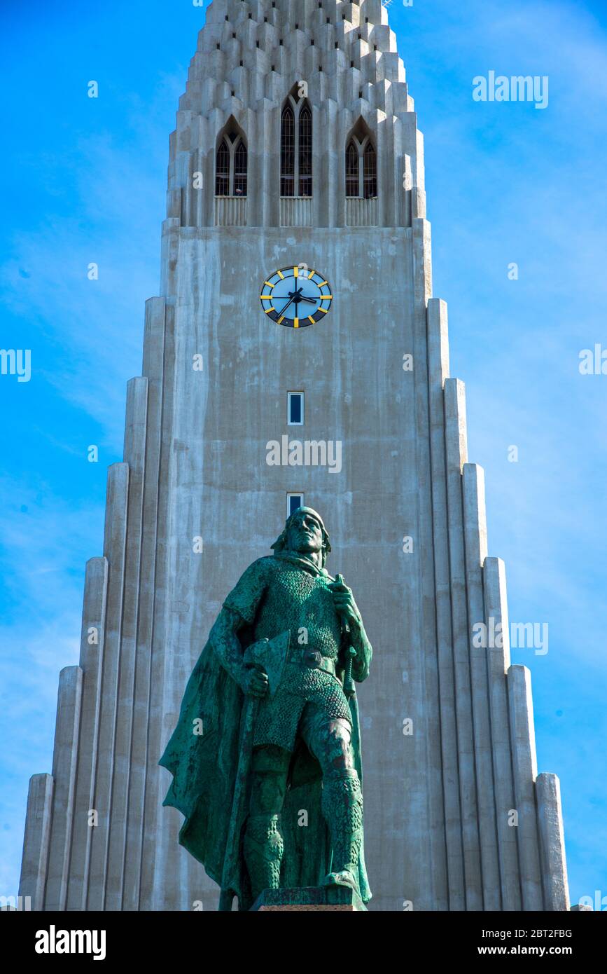 Hallgrimskirkja at Reykjavik, Iceland Stock Photo